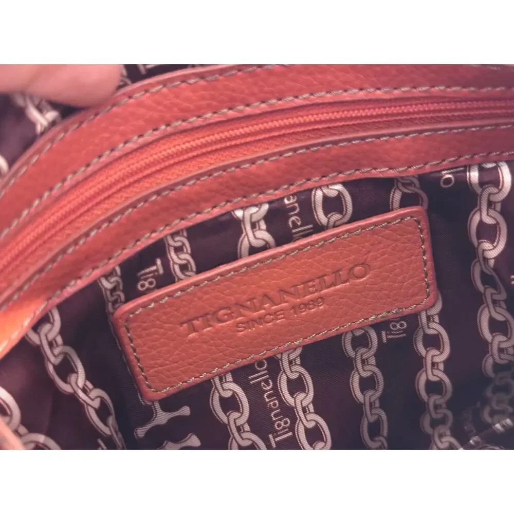 Tignanello Women's Small Pebble Leather Shoulder Crossbody Bag Orange